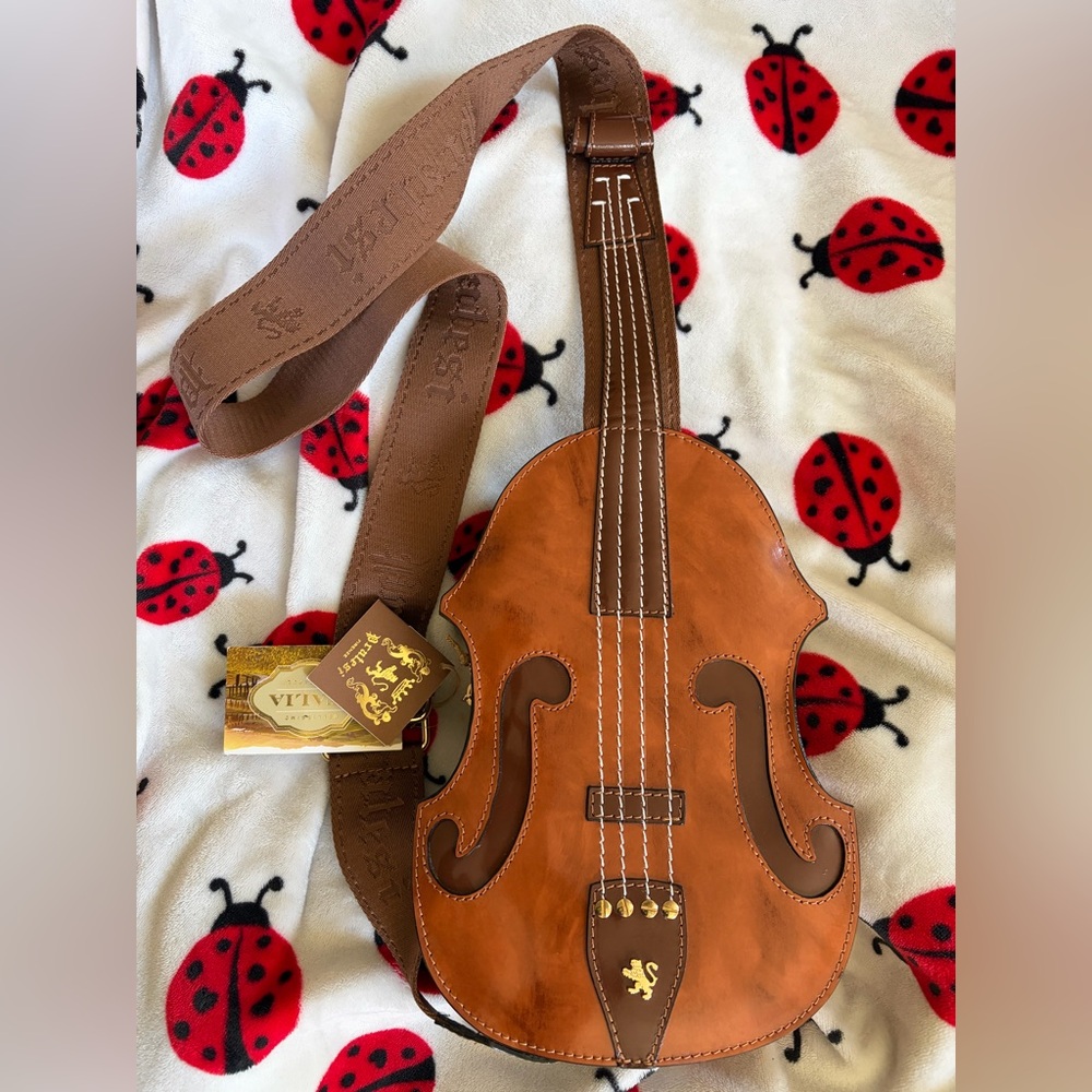 Pratesi Italian Leather Sling Back or Crossbody Bag, 1948 Violin Shape, NWT